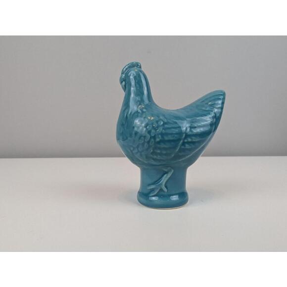 Teal Blue Ceramic Chicken 3.5" Ceramic Chicken Figurine Decorative Collectible - Picture 4 of 8